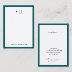 Aqua Marine Monogramm Schmuck Ohrhänger Displaykar Visitenkarte