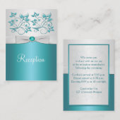 Aqua-marine und silberne florale Verschlusskarte Begleitkarte (Vorne/Hinten)