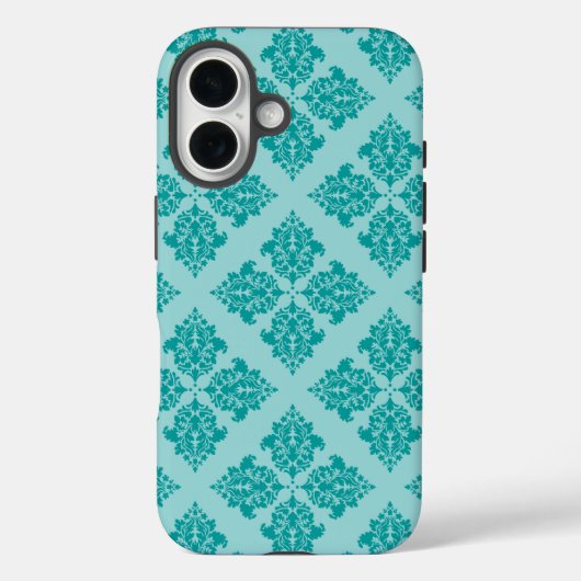 Aqua marokkanischer Damask Case-Mate iPhone Hülle (Rückseite)