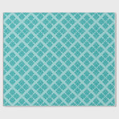 Aqua marokkanischer Damask Geschenkpapier (Flach)