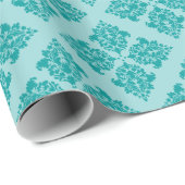 Aqua marokkanischer Damask Geschenkpapier (Rolleneckpunkt)
