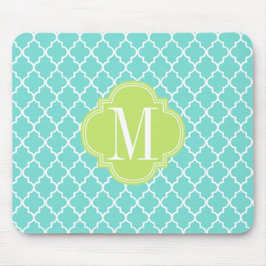 Aqua-marokkanisches Fliesen-Gitter personalisiert Mousepad (Vorne)