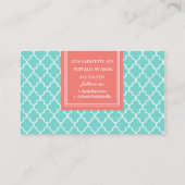Aqua-marokkanisches Fliesen-Gitter personalisiert Visitenkarte (Rückseite)