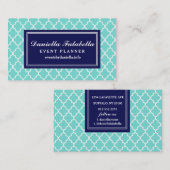 Aqua-marokkanisches Fliesen-Gitter personalisiert Visitenkarte (Vorne/Hinten)
