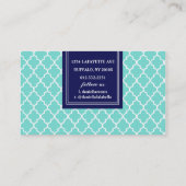 Aqua-marokkanisches Fliesen-Gitter personalisiert Visitenkarte (Rückseite)