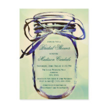 Aqua Mason Jar Bridal Dusche Einladung POSTCARD