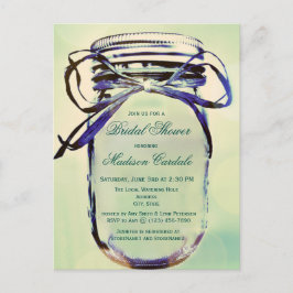 Aqua Mason Jar Bridal Dusche Einladung POSTCARD