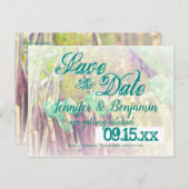 Aqua Mason Jars Fence Post Save the Date Postkarte (Vorne/Hinten)