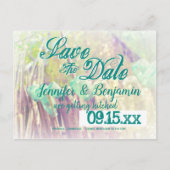 Aqua Mason Jars Fence Post Save the Date Postkarte (Vorderseite)