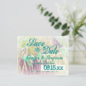 Aqua Mason Jars Fence Post Save the Date Postkarte (Stehend Vorderseite)