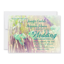 Aqua Mason Jars on Fence Post Hochzeitseinladungen