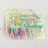 Aqua Mason Jars on Fence Post Hochzeitseinladungen Einladung (Vorne/Hinten)