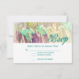 Aqua Mason Jars on Fence Post Wedding RSVP Cards