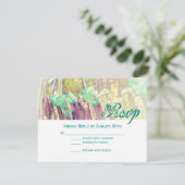 Aqua Mason Jars on Fence Post Wedding RSVP Cards (Stehend Vorderseite)