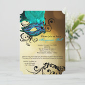 Aqua Masquerade Ball Maske Kostüm Halloween Teil Einladung (Stehend Vorderseite)