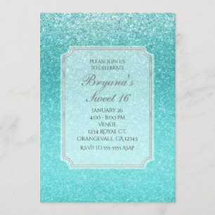 Aqua Meer Blau Glitter Funkeln Party-Einladungen Einladung