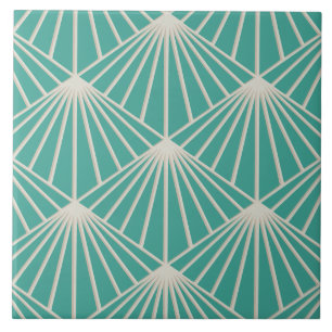Aqua-Meer-Türkis-Art-Deco-Ventilator-Muster-Diaman Fliese