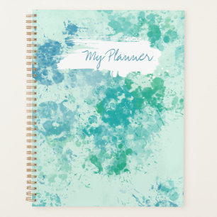 Aqua-Mehrfarben-Splatter-Design-Spiral-Planer Planer