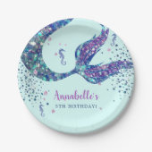 Aqua Mermaid Birthday Pappteller (Vorderseite)