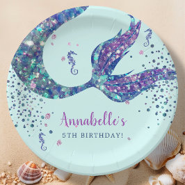 Aqua Mermaid Birthday Pappteller