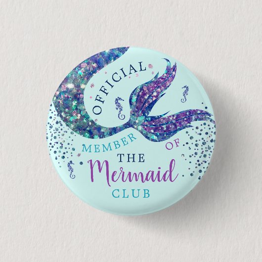 Aqua Mermaid Birthday Party - Gefallen-Button Button (Vorderseite)