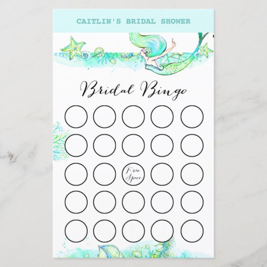 Aqua Mermaid Brautparty Game (Vorderseite)