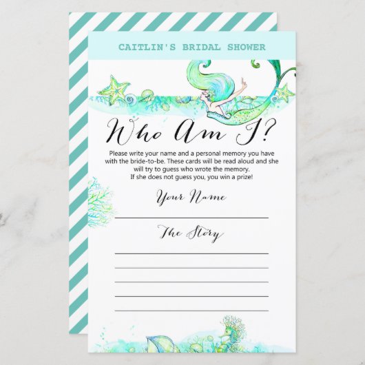 Aqua Mermaid Brautparty Game (Vorne/Hinten)