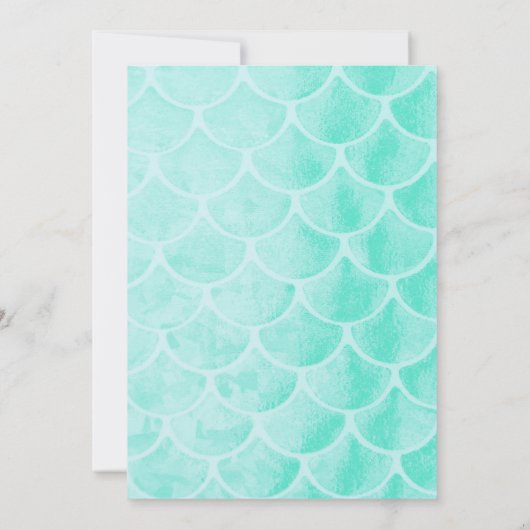 Aqua Mermaid Party | Unterhalb des Fotos Einladung (Rückseite)