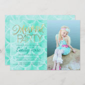 Aqua Mermaid Party | Unterhalb des Fotos Einladung (Vorne/Hinten)