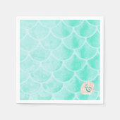 Aqua Mermaid Scales | Seashell | Benutzerdefiniert Serviette (Vorderseite)