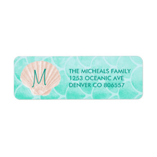 Aqua Mermaid Scales   Seashell Custom Address