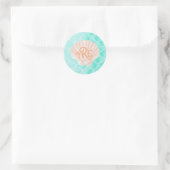 Aqua Mermaid Scales | Seashell Monogram Runder Aufkleber (Tasche)