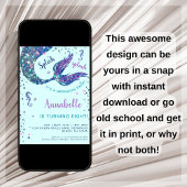 Aqua Mermaid Schwanz Under Sea Birthday Einladung