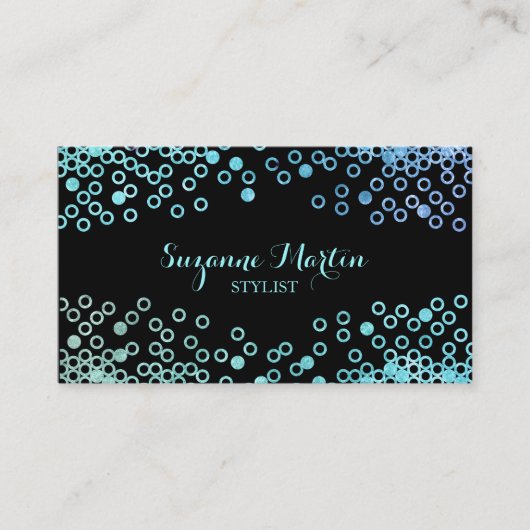 Aqua Metal Glitzer Shiny Dots Visitenkarte (Vorderseite)