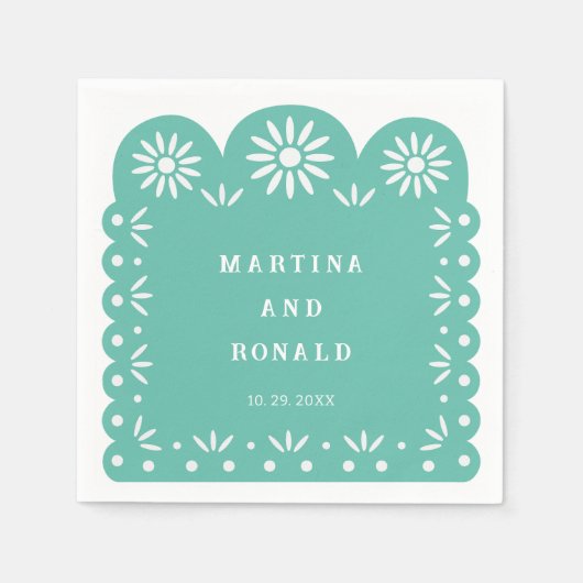 AQUA MEXICAN PAPEL PICADO SERVIETTE (Vorderseite)