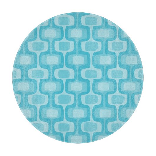 Aqua Mid Century Mod Retro Muster Schneidebrett (Vorderseite)