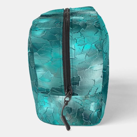 Aqua Mint Aquamarin Green Glam Abstrakt Waschbeutel (Rechts)