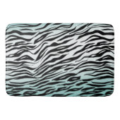 Aqua Mint Black Zebra Print Ombre Badematte (Vorderseite)