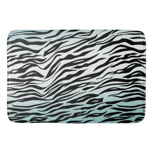 Aqua Mint Black Zebra Print Ombre Badematte (Vorderseite)