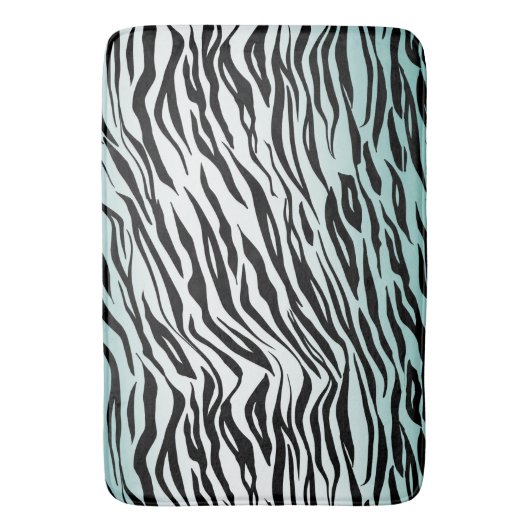 Aqua Mint Black Zebra Print Ombre Badematte (Vorderseite Vertikal)