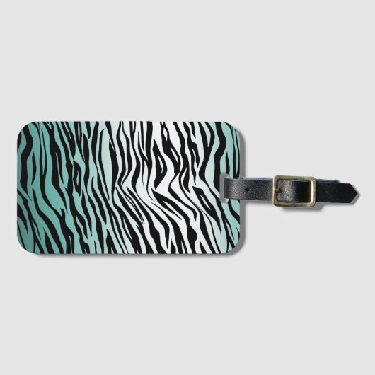 Aqua Mint Black Zebra Print Ombre Gepäckanhänger (Vorderseite (Horizontal))