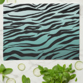 Aqua Mint Black Zebra Print Ombre Geschirrtuch (Gefaltet)