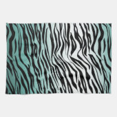 Aqua Mint Black Zebra Print Ombre Geschirrtuch (Horizontal)