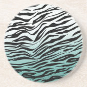 Aqua Mint Black Zebra Print Ombre Getränkeuntersetzer (Vorne)