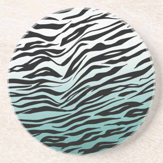 Aqua Mint Black Zebra Print Ombre Getränkeuntersetzer (Vorne)