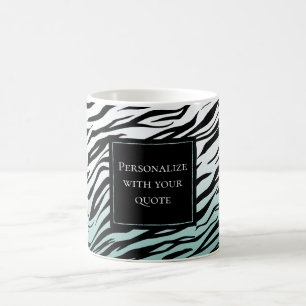 Aqua Mint Black Zebra Print Ombre Kaffeetasse