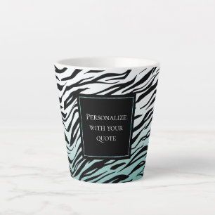 Aqua Mint Black Zebra Print Ombre Milchtasse