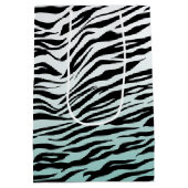 Aqua Mint Black Zebra Print Ombre Mittlere Geschenktüte (Rückseite)