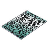 Aqua Mint Black Zebra Print Ombre Notizblock (Linke Seite)