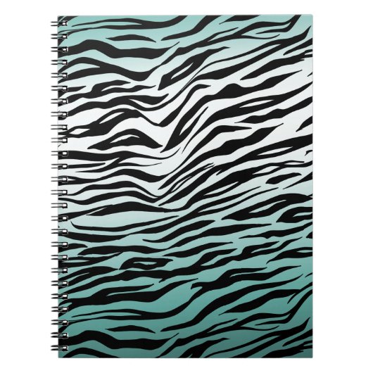 Aqua Mint Black Zebra Print Ombre Notizblock (Vorderseite)